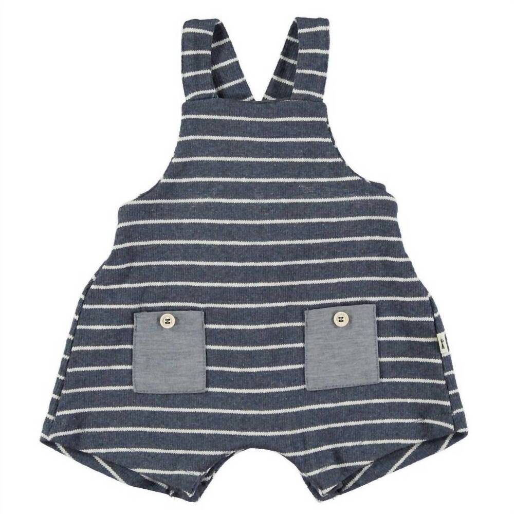 NEW PETIT INDI kid's striped two pocket overall in blue